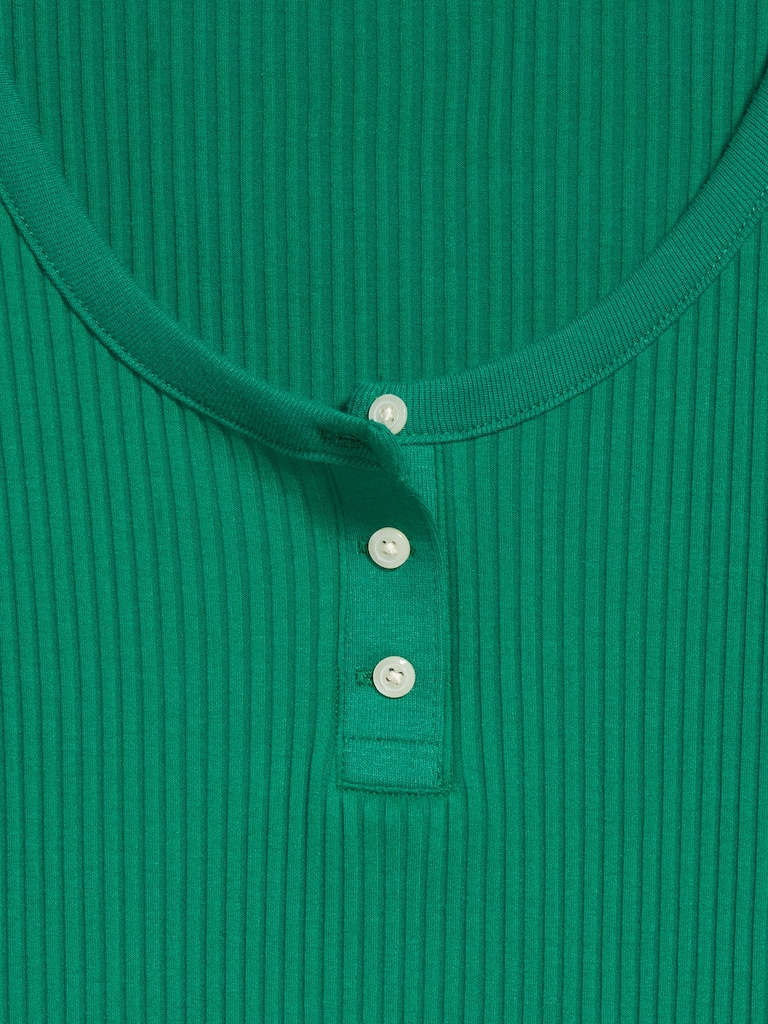 Scoop-Neck Fitted Henley Top