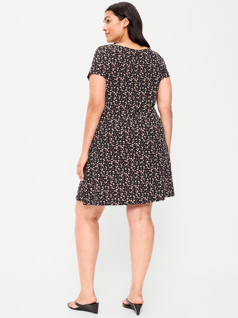 Short-Sleeve Mini Swing Dress