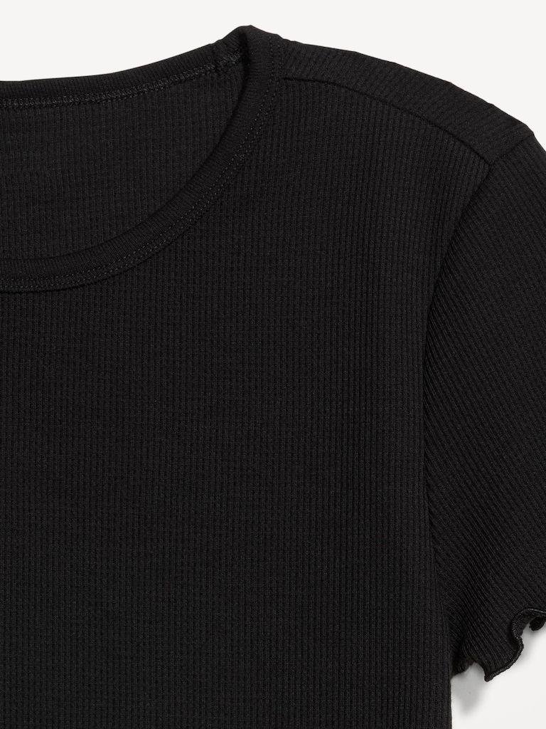 Fitted Waffle-Knit Cropped T-Shirt
