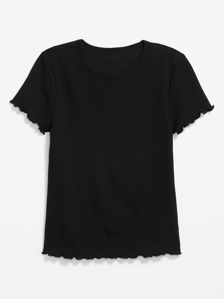 Fitted Waffle-Knit Cropped T-Shirt