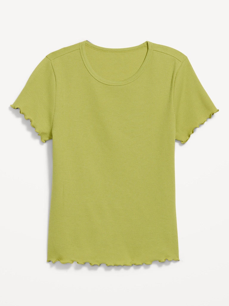 Fitted Waffle-Knit Cropped T-Shirt