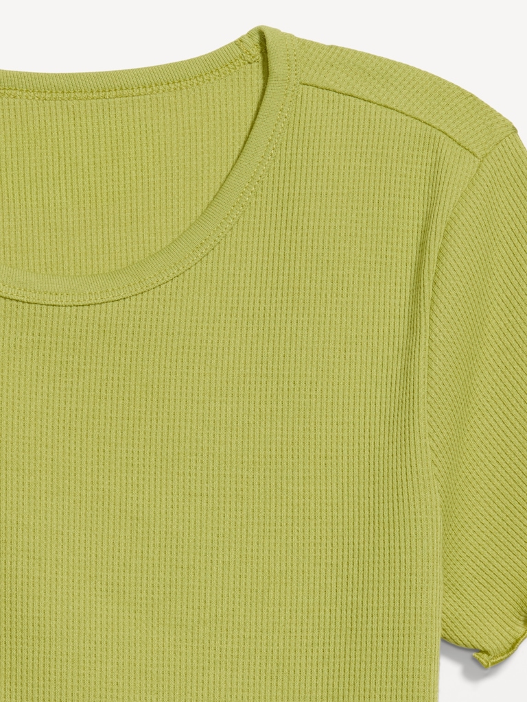 Fitted Waffle-Knit Cropped T-Shirt