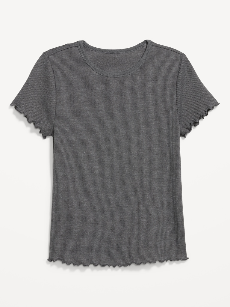 Fitted Waffle-Knit Cropped T-Shirt