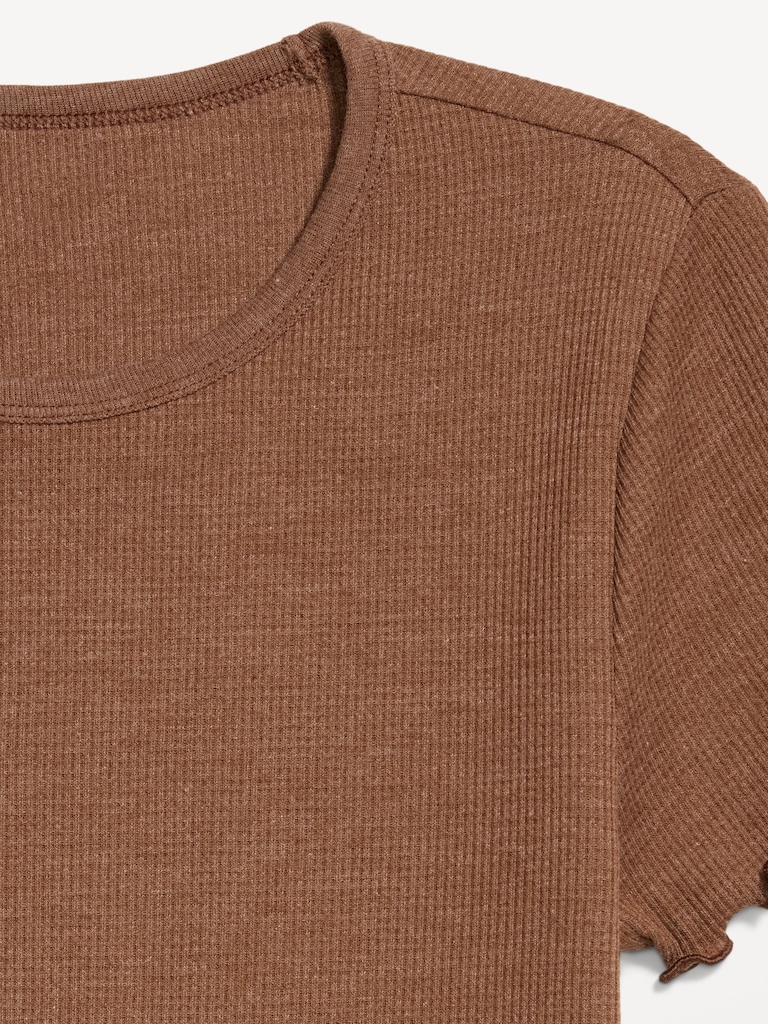 Fitted Waffle-Knit Cropped T-Shirt