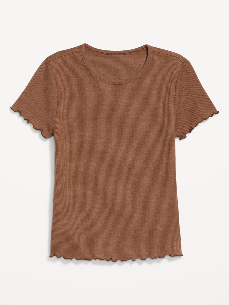 Fitted Waffle-Knit Cropped T-Shirt