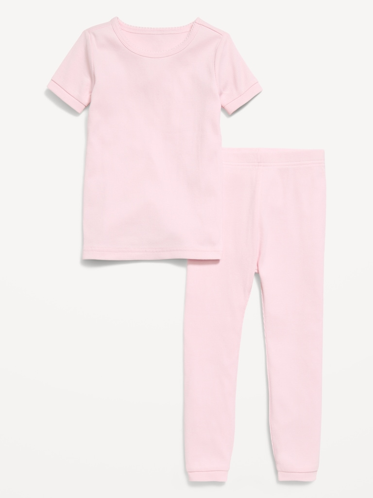 Snug-Fit Ribbed Pajama Set for Toddler & Baby