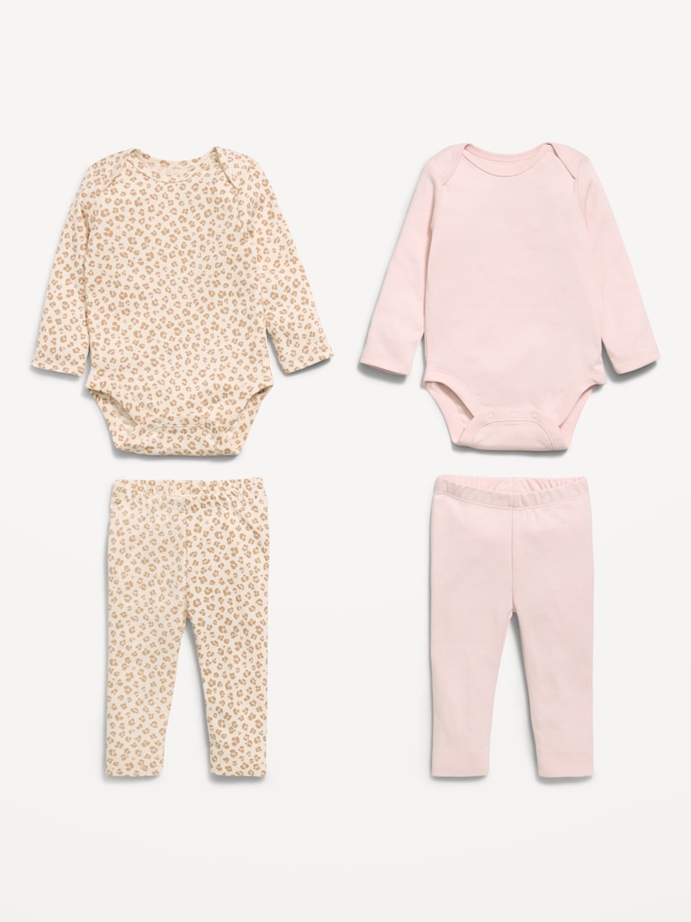 Long-Sleeve Bodysuit and Leggings 4-Piece for Baby