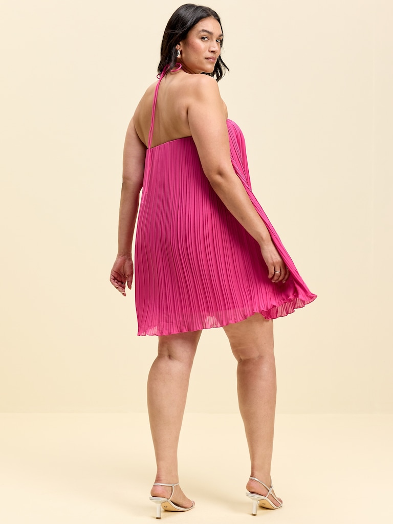 The Occasion by Old Navy Pleated Halter Swing Mini Dress