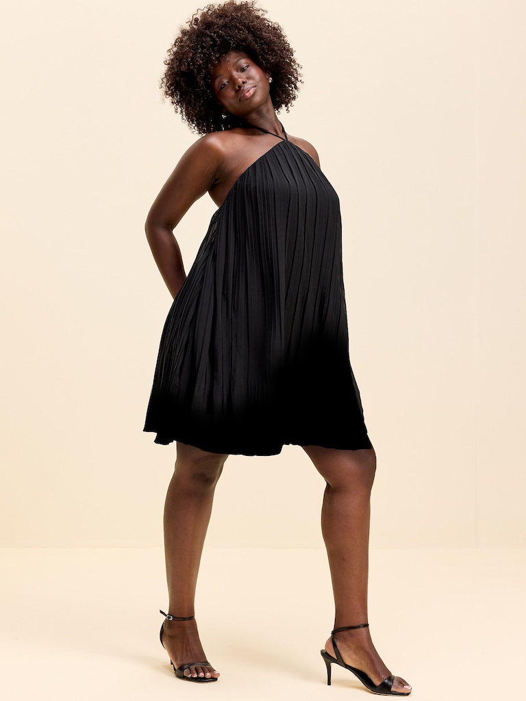 The Occasion by Old Navy Pleated Halter Swing Mini Dress
