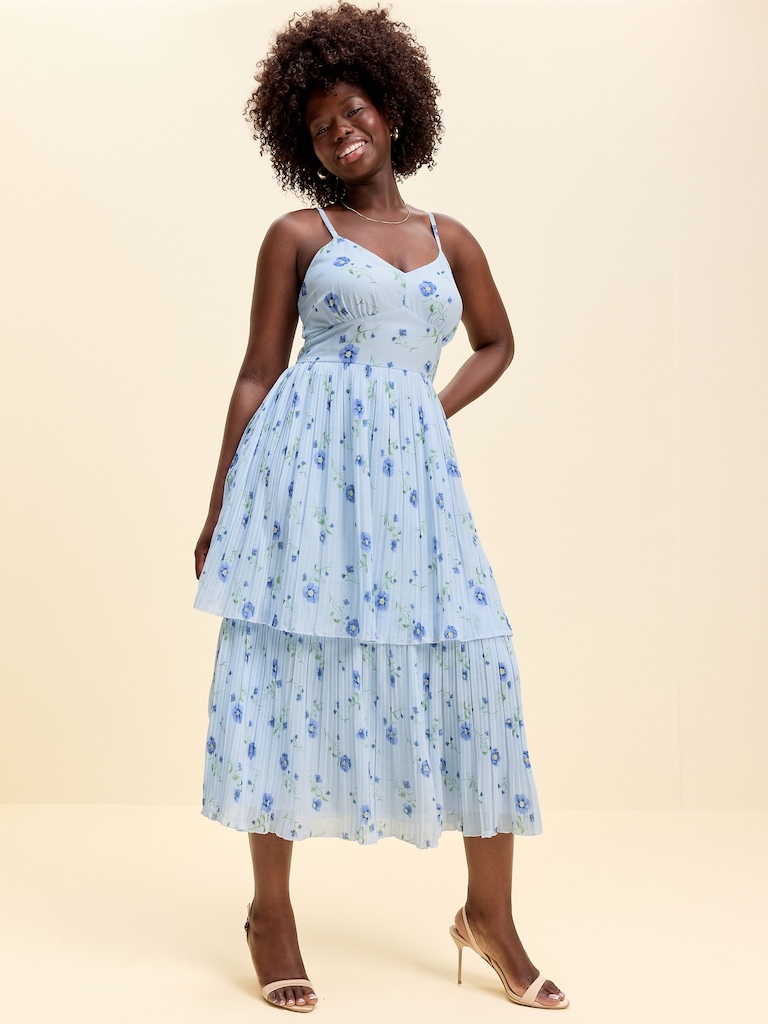 The Occasion by Old Navy Pleated Fit & Flare Midi Dress