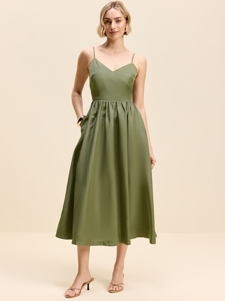 The Occasion by Old Navy Fit & Flare Sleeveless Taffeta Midi Dress