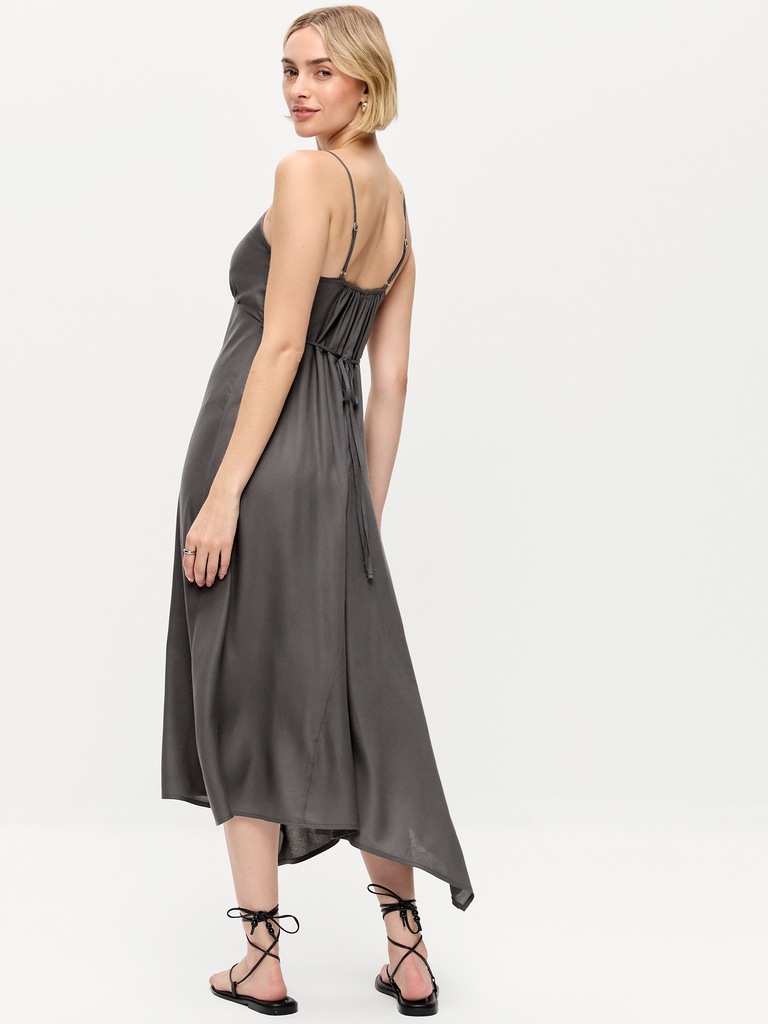 Fit & Flare Tie-Back Asymmetrical Midi Dress