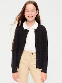 Cable-Knit Cardigan Sweater for Girls