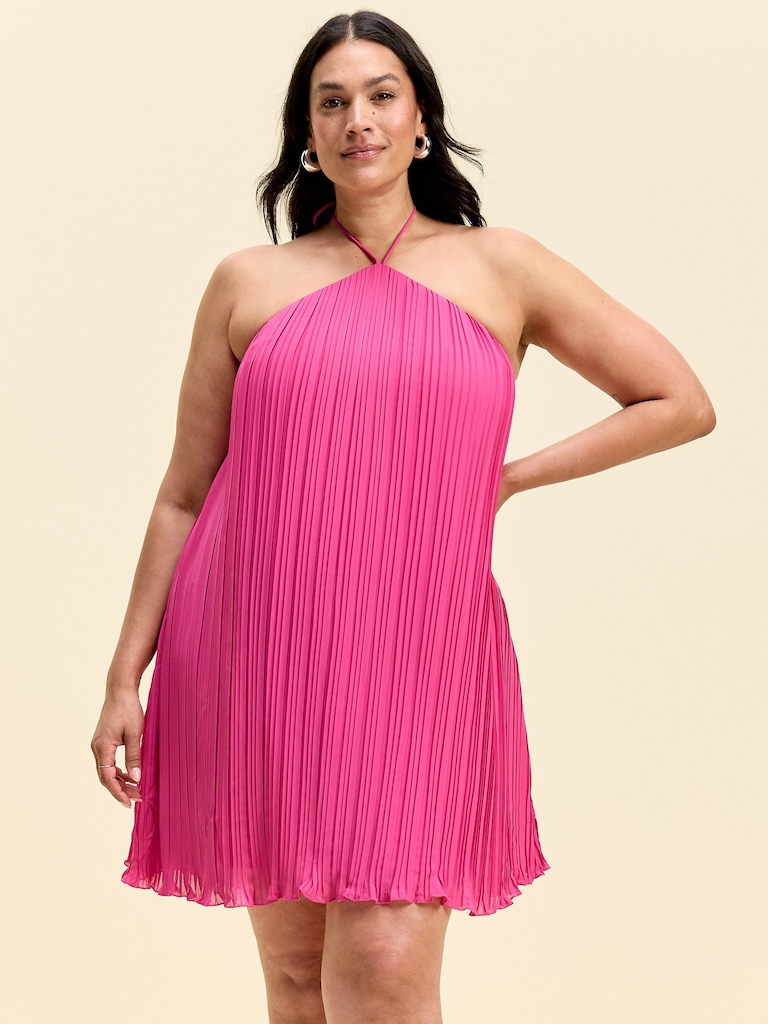 The Occasion by Old Navy Pleated Halter Swing Mini Dress