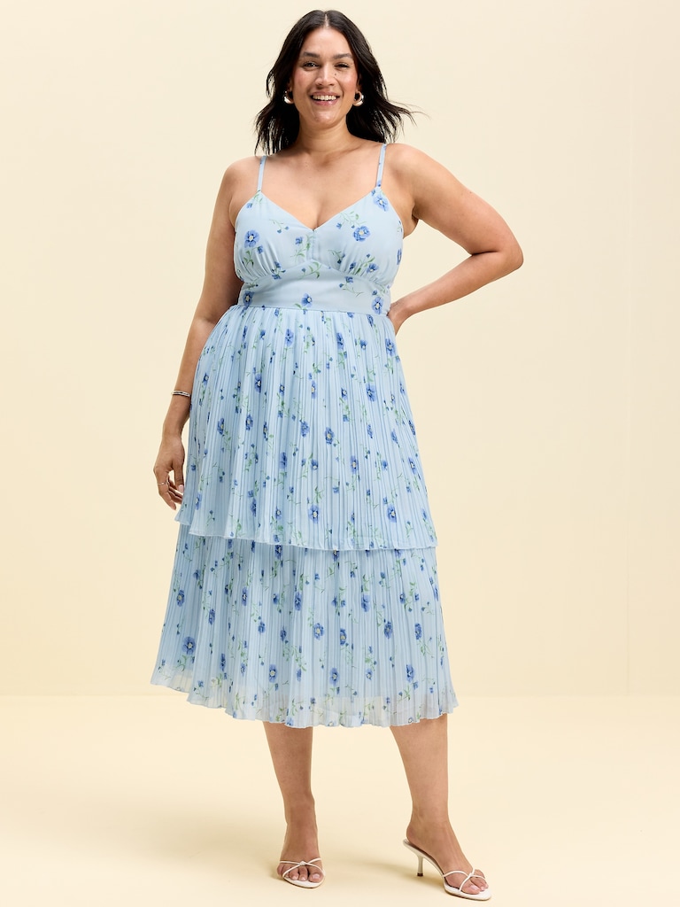 The Occasion by Old Navy Pleated Fit & Flare Midi Dress