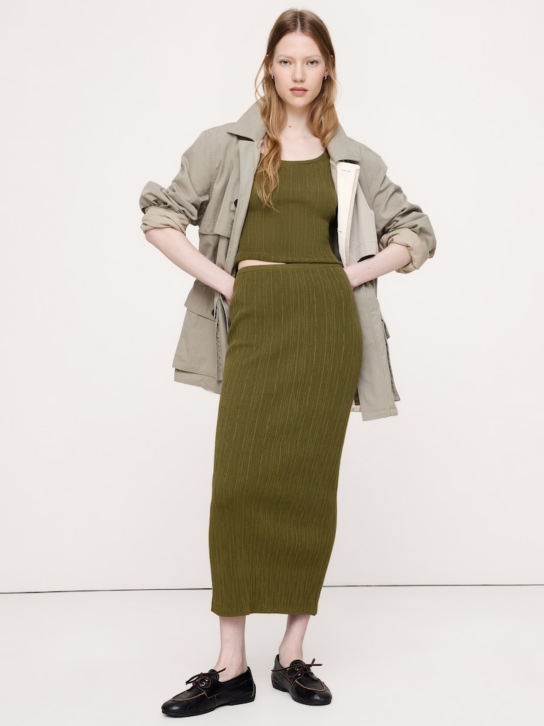 Jupe longue en tricot froissé