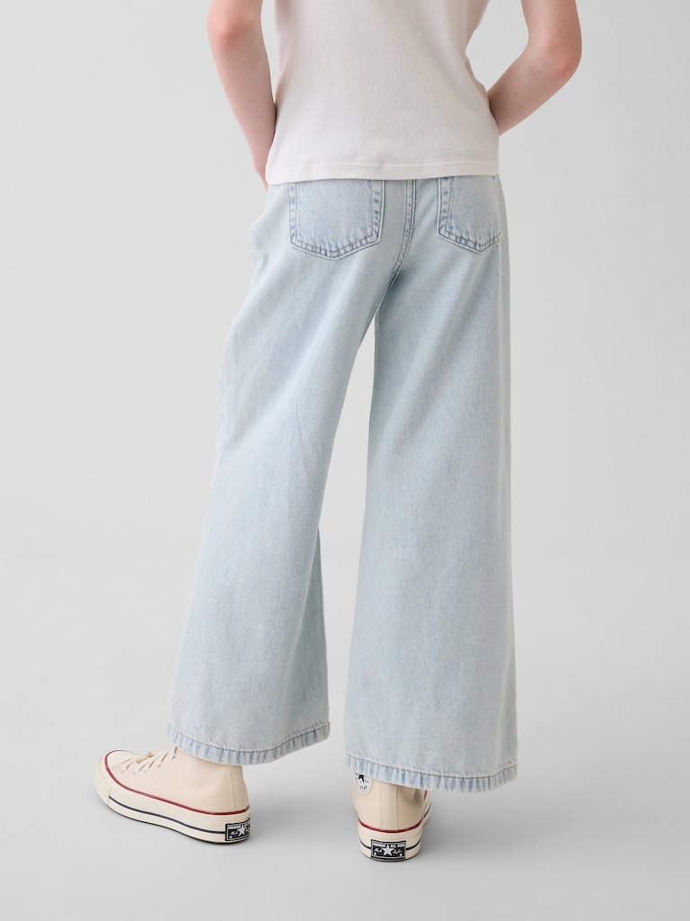 Kids High Rise Stride Wide-Leg Ankle Jeans