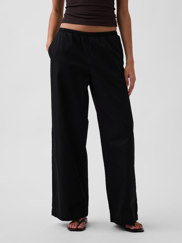 Mid Rise Relaxed Easy Wide-Leg Pants