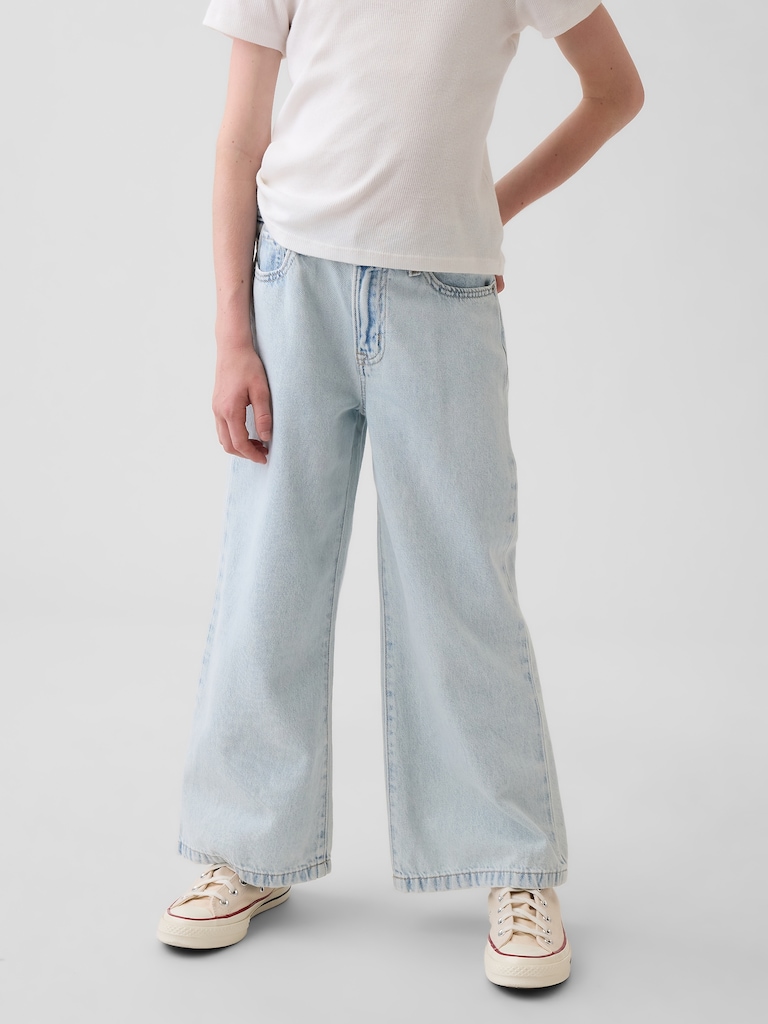 Kids High Rise Stride Wide-Leg Ankle Jeans