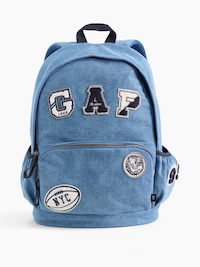 Kids Denim Logo Patch Backpack