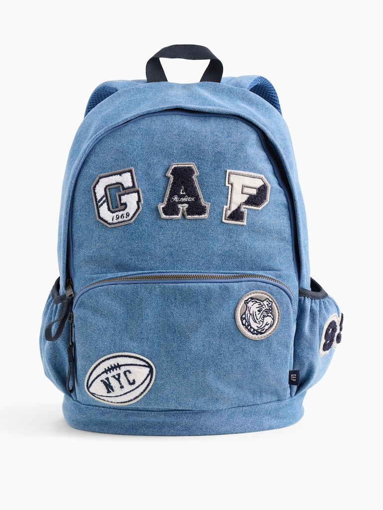 Kids Denim Logo Patch Backpack