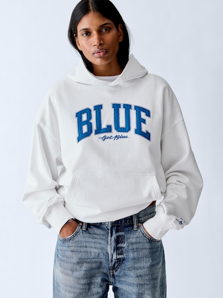Get Blue Heavyweight French Terry Logo Hoodie