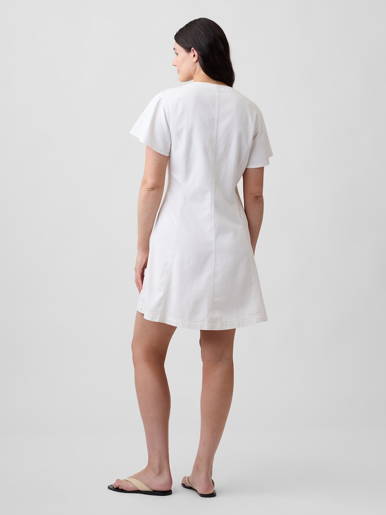 Denim Button-Front Mini Dress