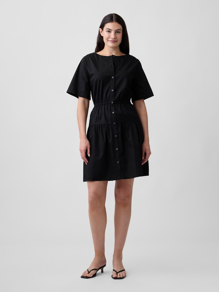 Poplin Button-Up Mini Dress