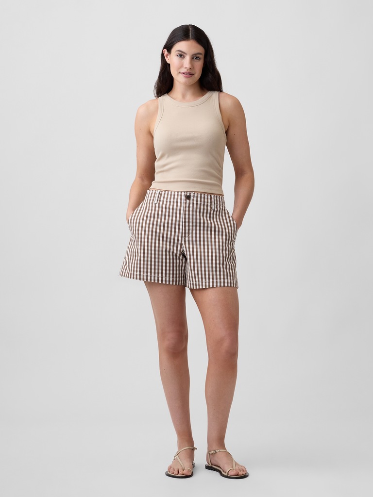 5" Mid Rise Downtown Khaki Shorts