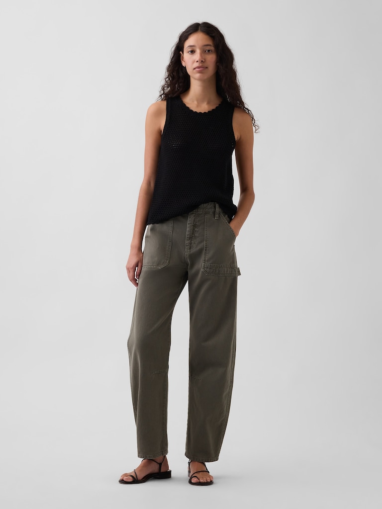 Mid Rise Slim Barrel Utility Pants