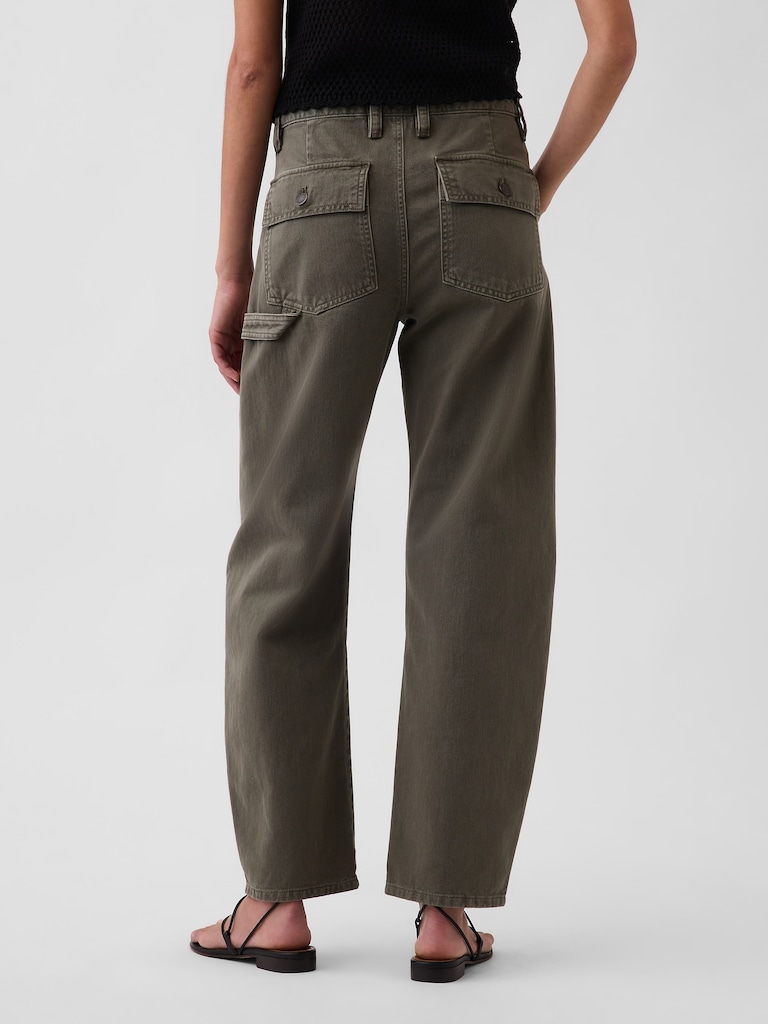 Mid Rise Slim Barrel Utility Pants