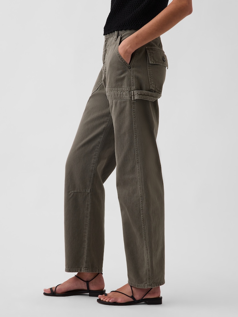 Mid Rise Slim Barrel Utility Pants