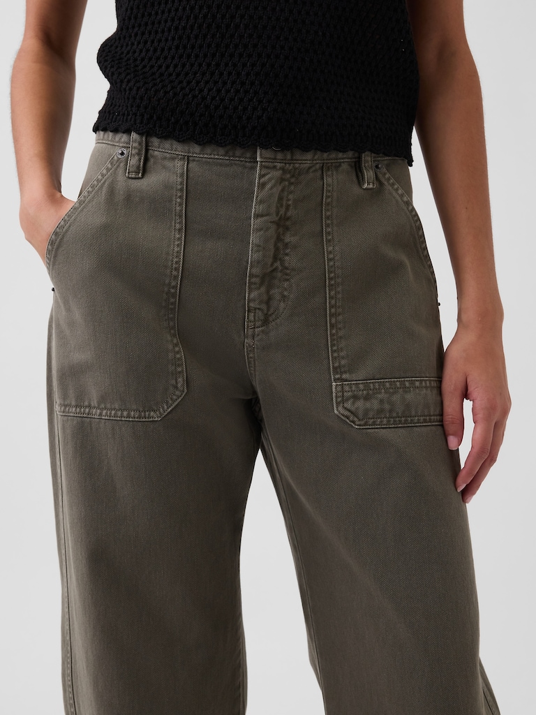 Mid Rise Slim Barrel Utility Pants
