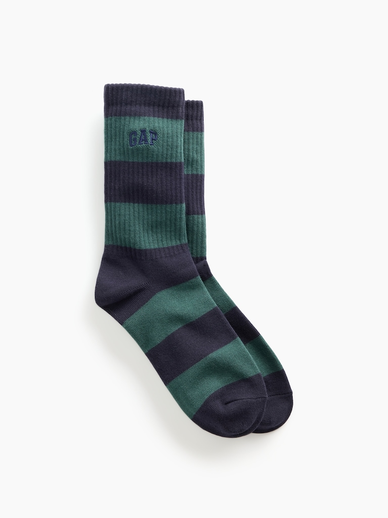 Rugby Stripe Logo Crew Socks