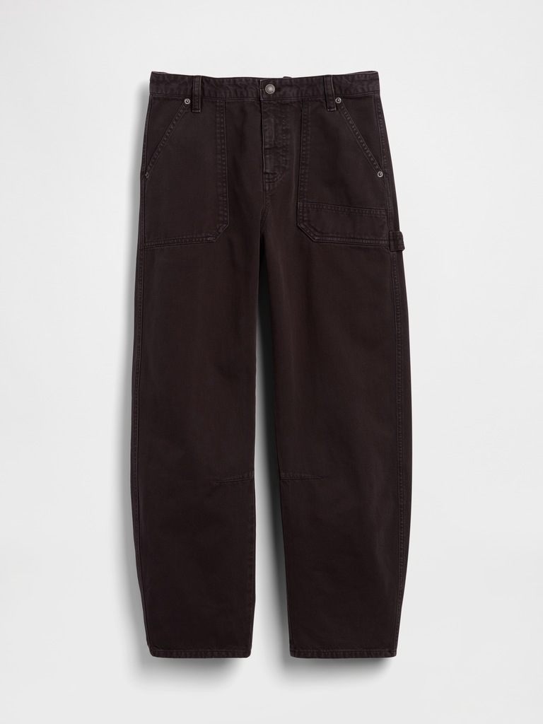 Mid Rise Barrel Utility Pants