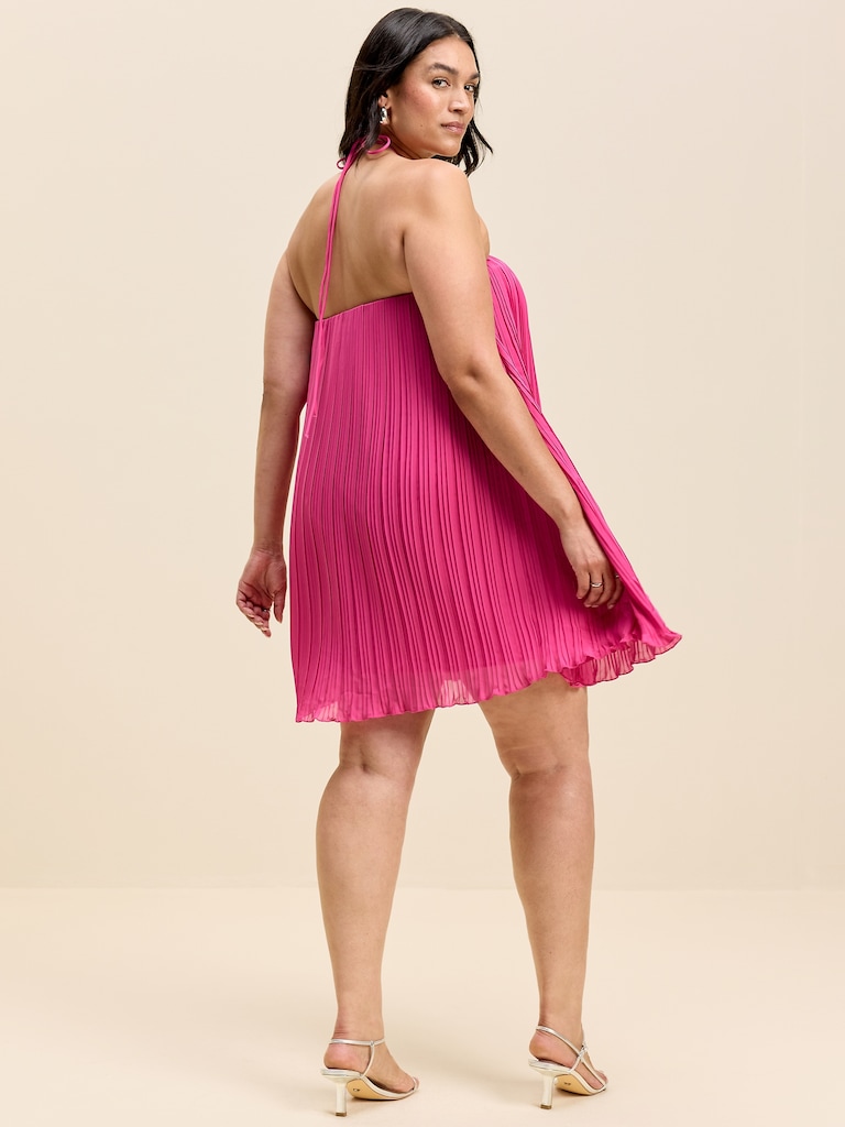 The Occasion by Old Navy Pleated Halter Swing Mini Dress