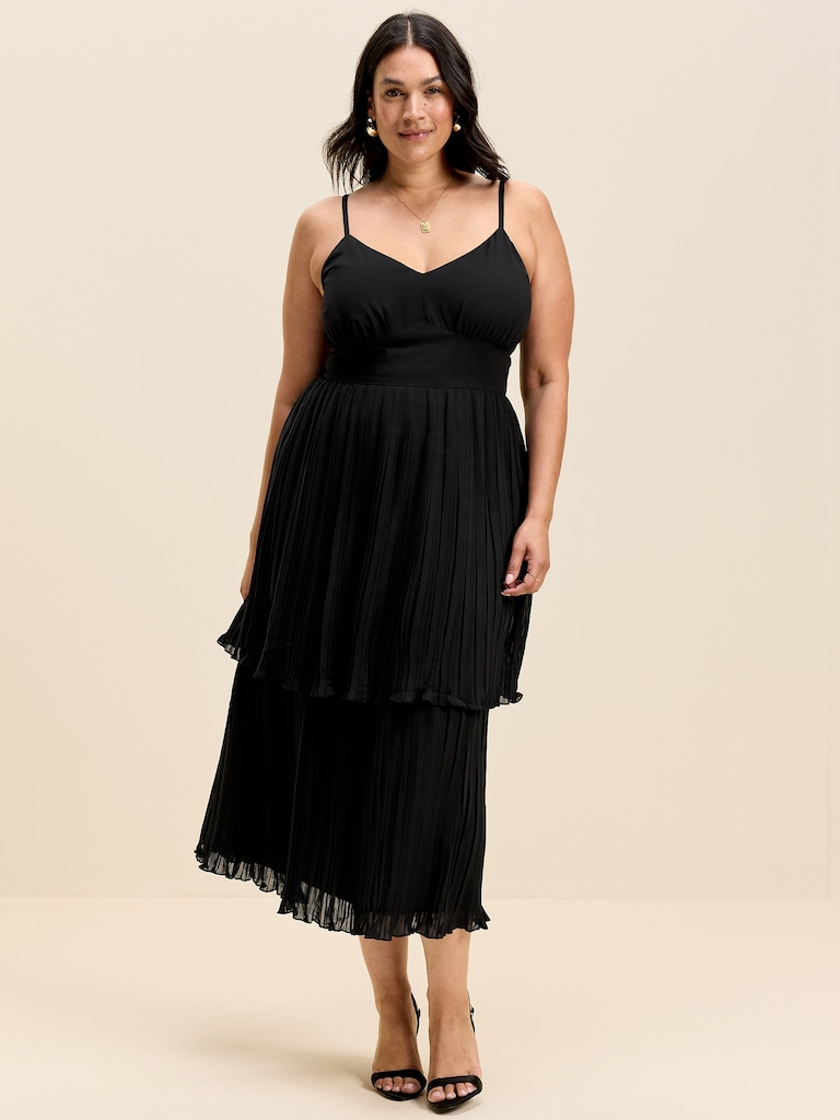The Occasion by Old Navy Pleated Fit & Flare Midi Dress