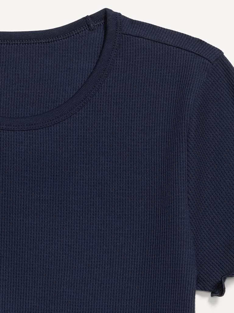 Fitted Waffle-Knit Cropped T-Shirt