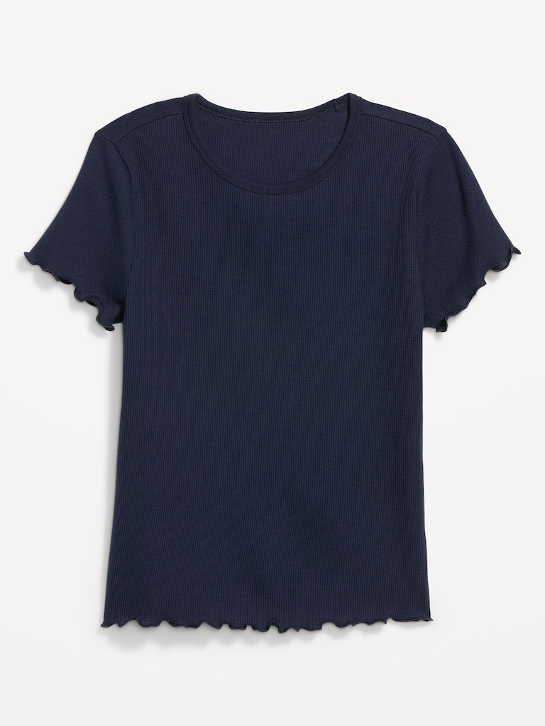 Fitted Waffle-Knit Cropped T-Shirt