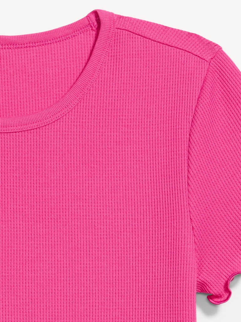 Fitted Waffle-Knit Cropped T-Shirt