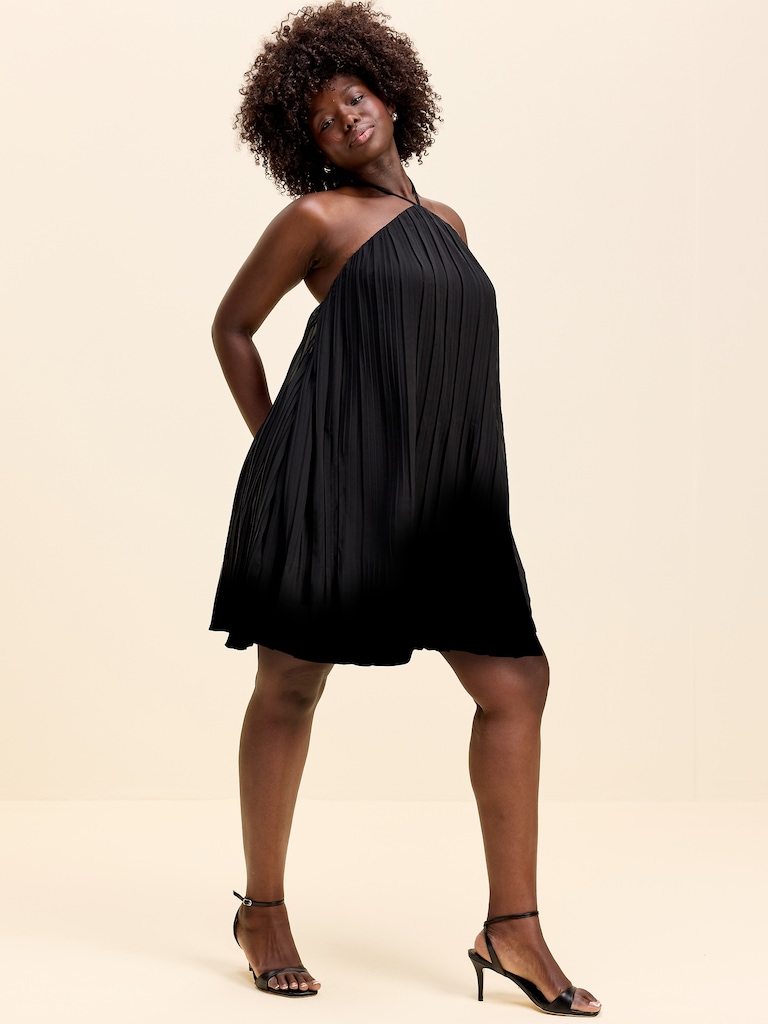 The Occasion by Old Navy Pleated Halter Swing Mini Dress