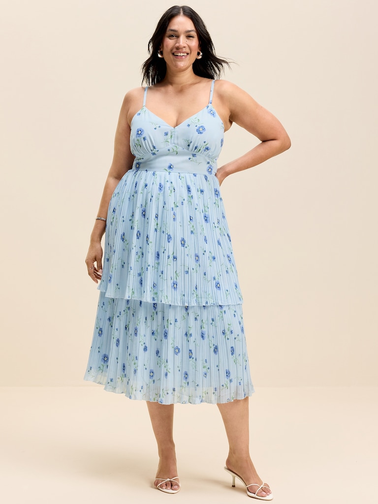 The Occasion by Old Navy Pleated Fit & Flare Midi Dress