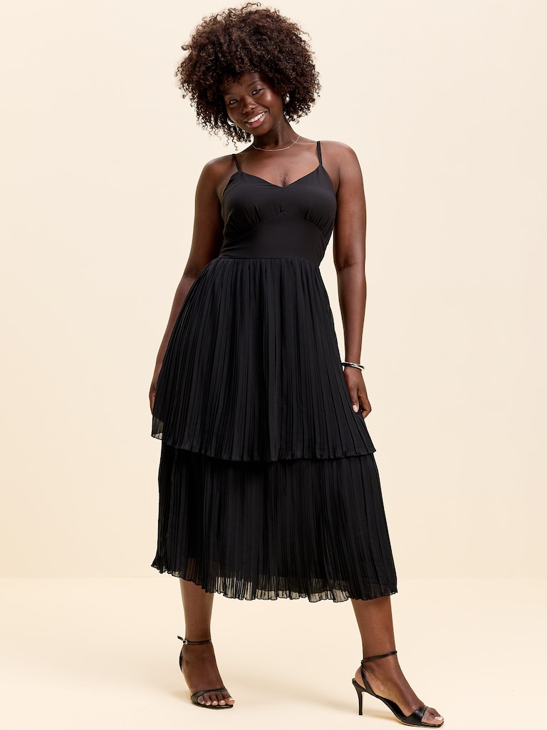 The Occasion by Old Navy Pleated Fit & Flare Midi Dress