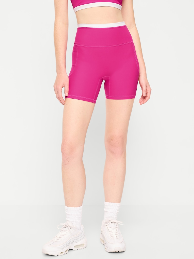 Extra-High Waisted PowerSoft Boundless Pocket Biker Shorts-- 6-inch inseam - No Front Seam