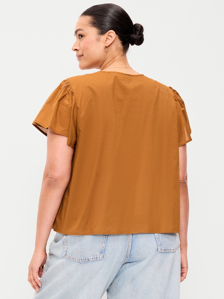 Short-Sleeve Embroidered Trousseau Top