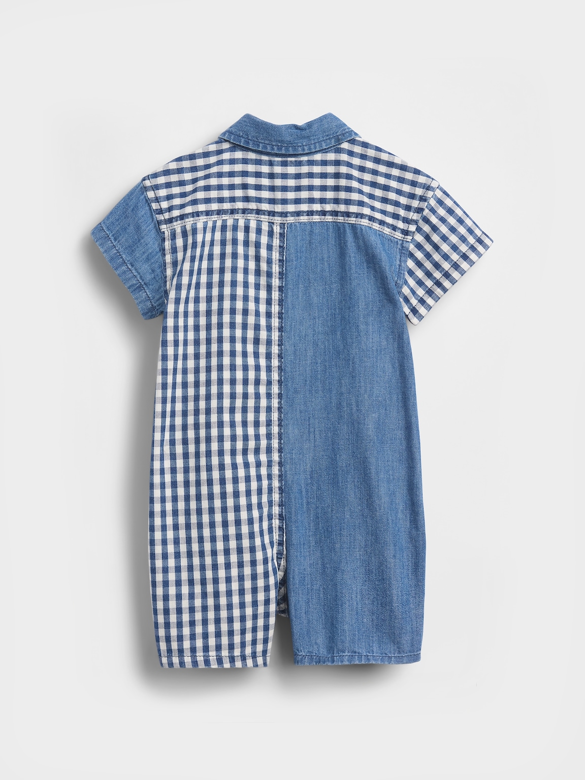 Baby Gingham Denim Colorblock Shorty One-Piece
