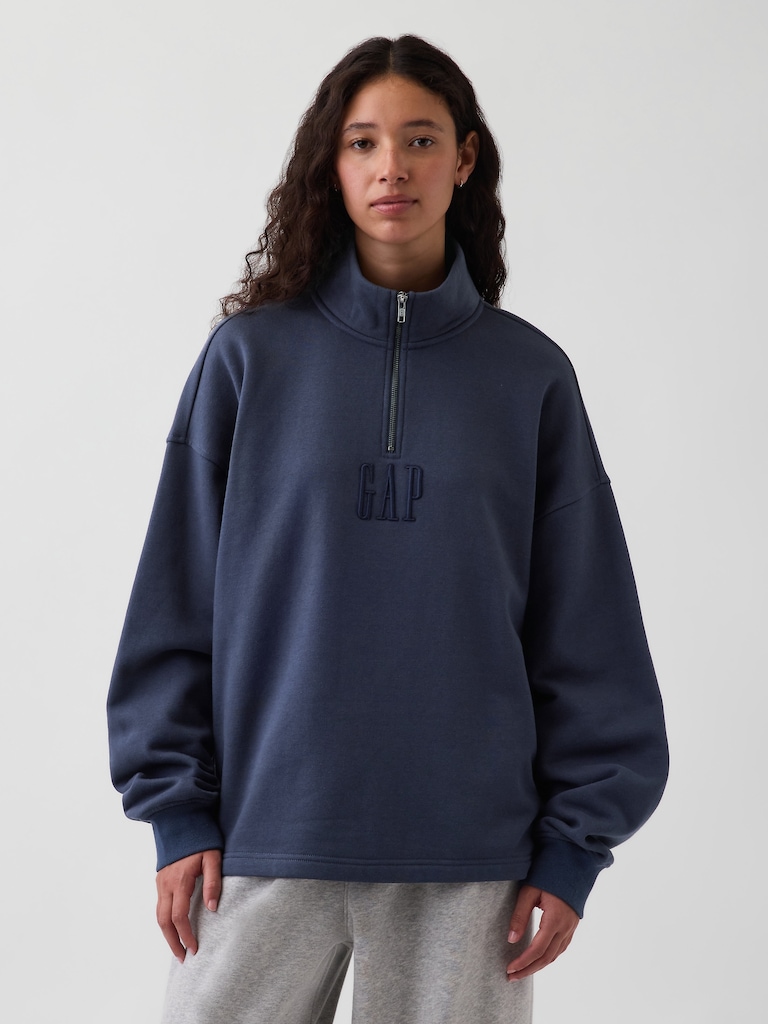 Heavyweight Oversized Logo Quarter-Zip Pullover