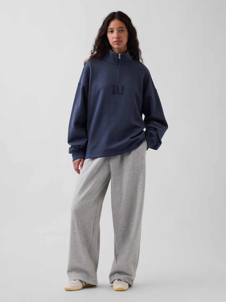 Heavyweight Oversized Logo Quarter-Zip Pullover
