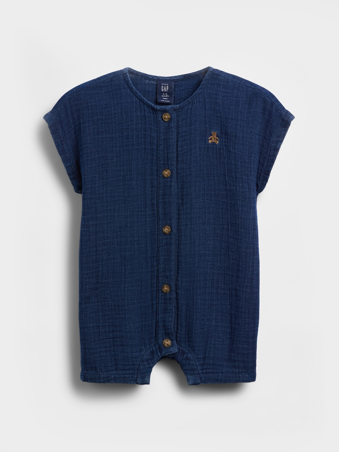Baby Cotton Gauze Denim Shorty One-Piece