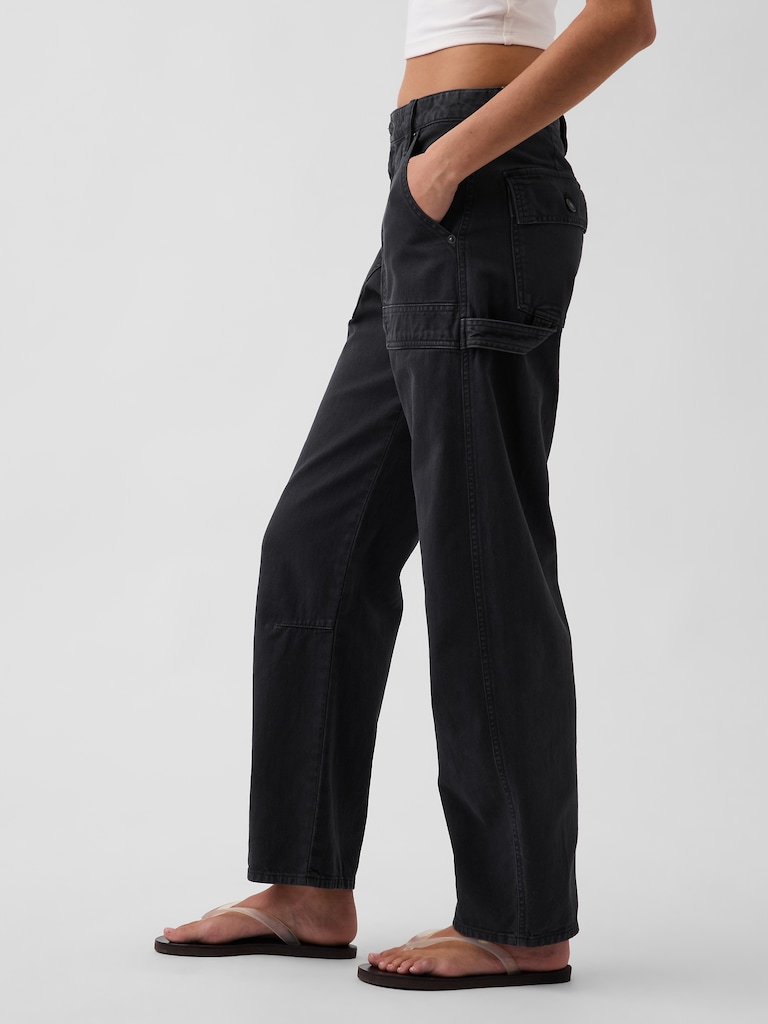 Mid Rise Slim Barrel Utility Pants